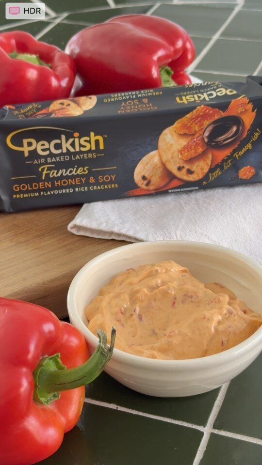 Our Golden Honey & Soy crackers from the Fancies range make a perfect pairing with a spicy roasted capsicum dip. Shop the range today at your local Coles or Woolies. 🌶️🫶🍯